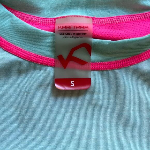 Kari Traa Svala Bright Teal Pink Workout Tee Small - Picture 6 of 10